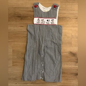 Babeeni Black and White Gingham Overalls with Embroidered Dalmatians